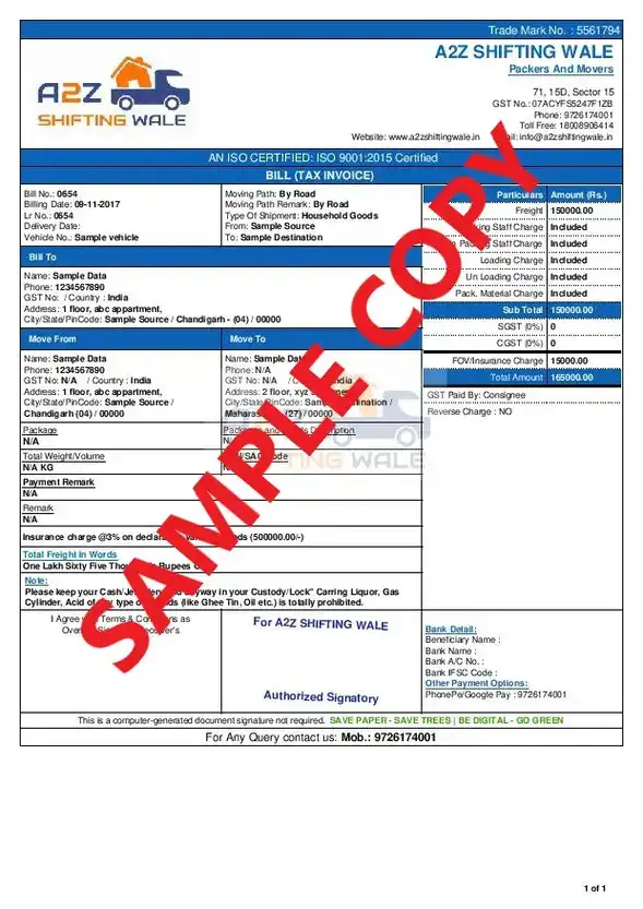 Bill For Claim invoice